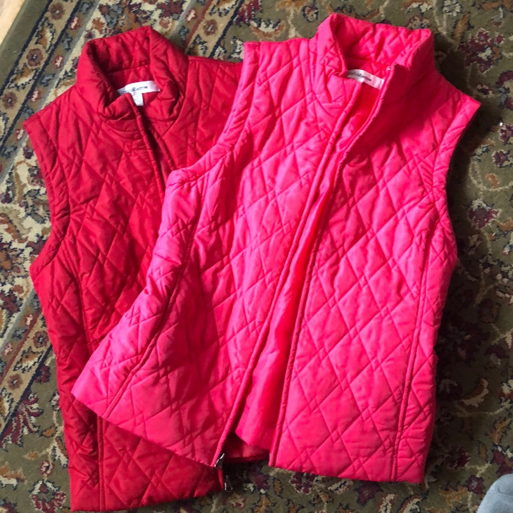 Croft and Barrow Quilted Vests in Red and Pink